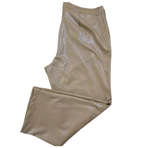 Abercrombie & Fitch Faux Leather Pants Womens Plus Size 36 22 Wide Leg Tailored - Picture 10 of 10